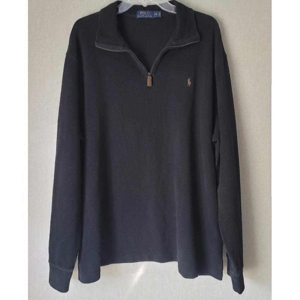 Polo Ralph Lauren Pullover Men XXL Black 1/4 Zip Knit Sweater Preppy Pony 71451